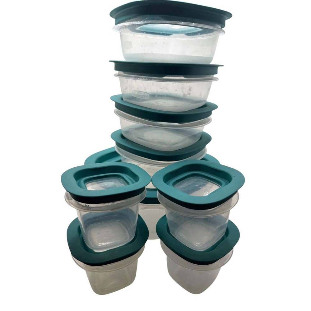 Rubbermaid Premier Food Storage Containers & Lids Set Blue Teal